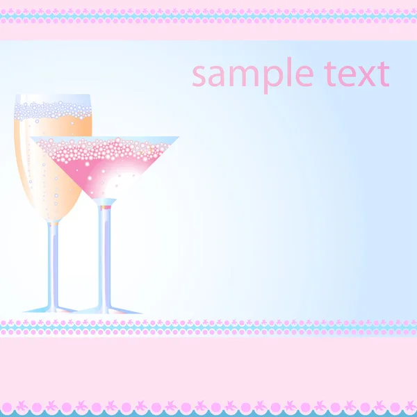 Vectorillustratie van glazen van champagne en martini — Stockvector