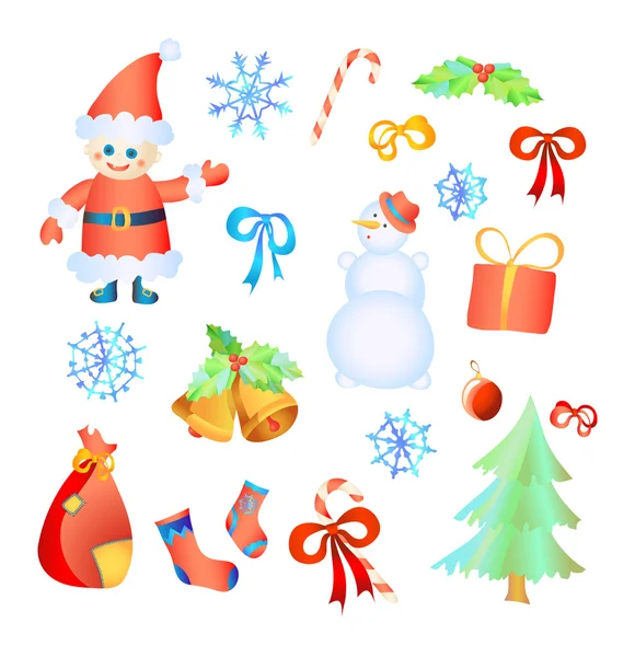 Vector illustration of collection of Christmas elements — Stock Vector