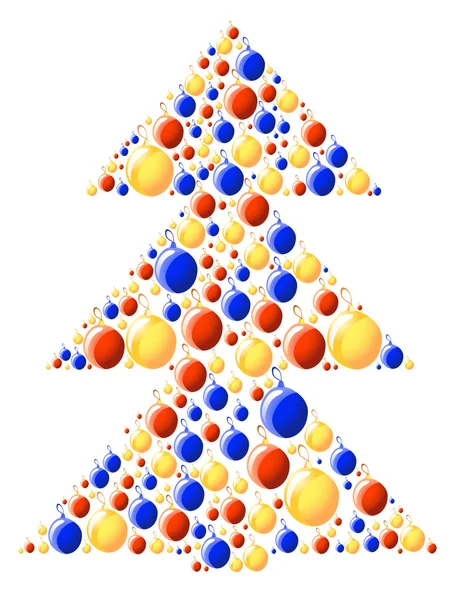 Ilustración vectorial de árbol de Navidad hecho de bolas de color — Vector de stock