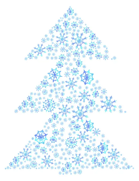 Ilustración vectorial del árbol de Navidad hecho de copos de nieve — Vector de stock