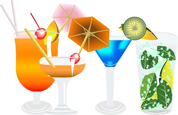 Plusieurs boissons en ligne — Image vectorielle