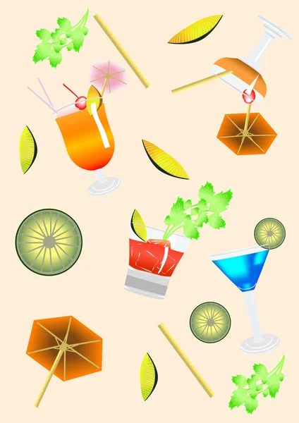 Creative cocktail pattern. — Stock Vector
