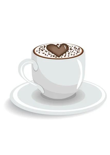 Taza de café con corazón, ilustración vectorial — Archivo Imágenes Vectoriales