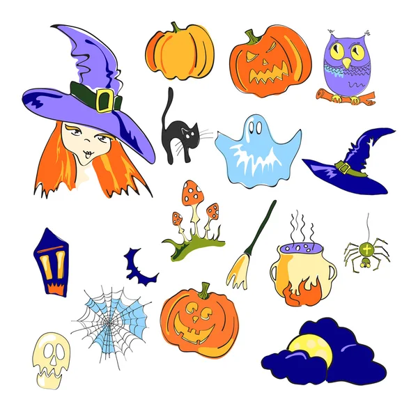 Elementos de color de Halloween — Archivo Imágenes Vectoriales
