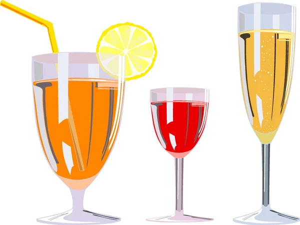 Три алкогольні окуляри — стоковий вектор