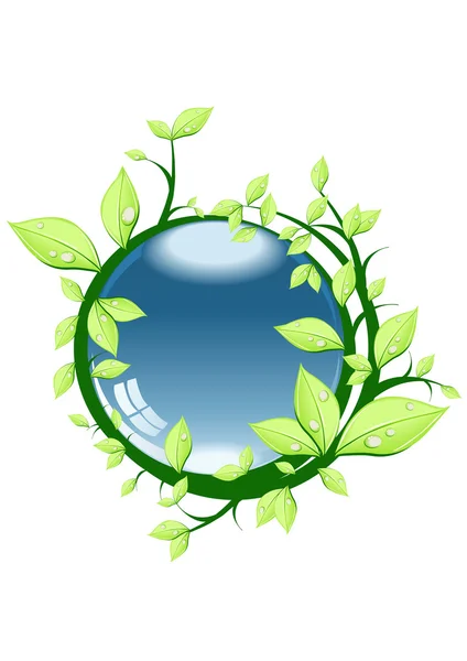 Μπλε μπάλα με υγρά φύλλα — Διανυσματικό Αρχείο