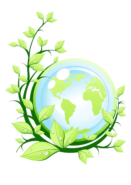 Green earth with plant — Stock Vector