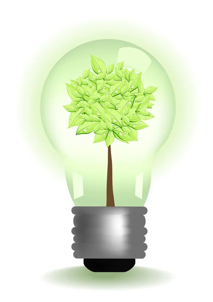 Ökologiekonzept: Baum in Lampe — Stockvektor