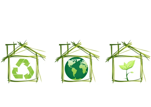 Три экологических дома — стоковый вектор
