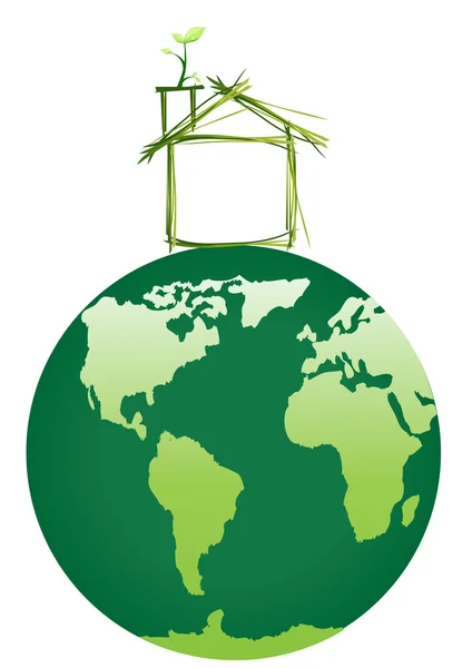 Maison verte sur terre — Image vectorielle