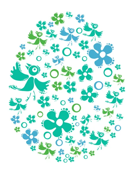 Œufs d'oiseaux et de fleurs — Image vectorielle