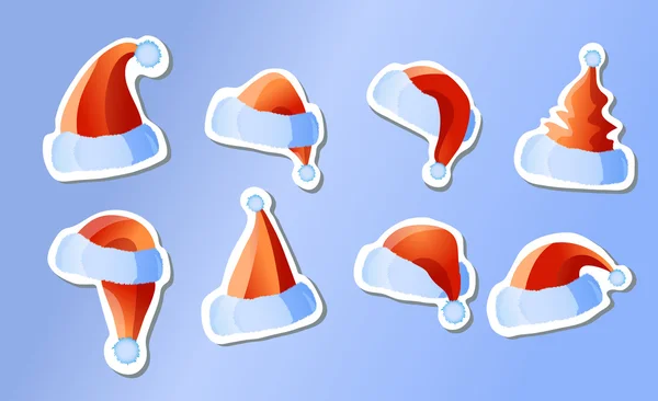Collection of hats for Santa Claus — Stock Vector