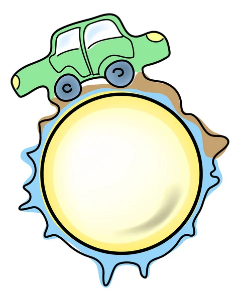 Зелений автомобіль над м'ячем — стоковий вектор
