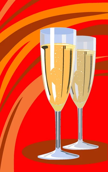 2 champagne fluiten — Stockvector