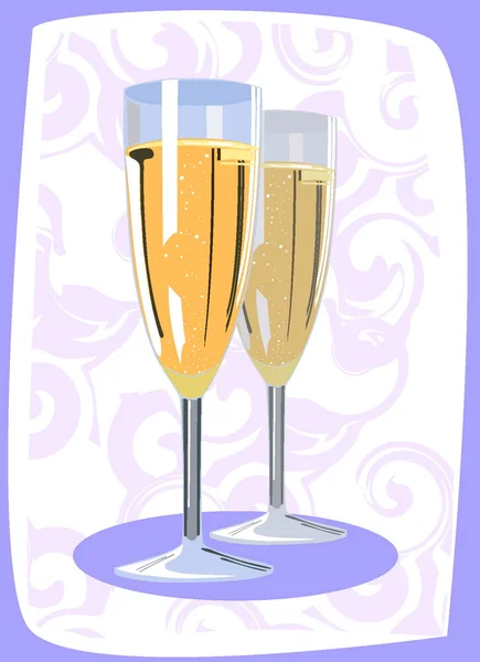 Dwa flety szampana — Wektor stockowy