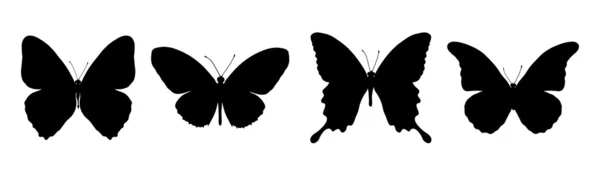 Четыре черных бабочки — стоковый вектор