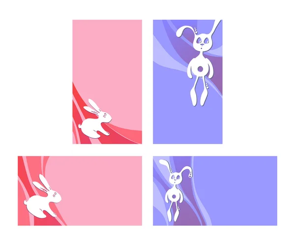 Quatre cartes avec lièvres — Image vectorielle