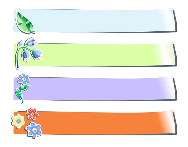 Coleção de quatro adesivos coloridos com flores — Vetor de Stock