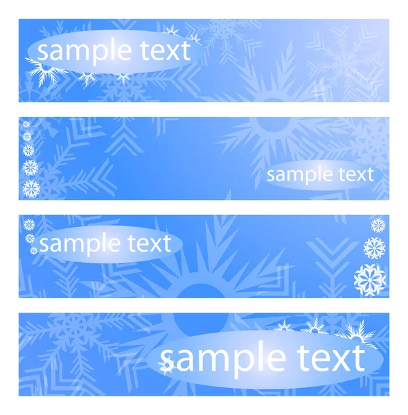 Чотири сині банери зі сніжинками — стоковий вектор