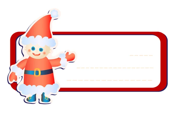 Cornice rossa con piccolo Babbo Natale amichevole — Vettoriale Stock