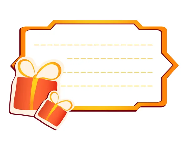 Narancssárga keret karácsonyi ajándékok — Stock Vector
