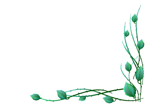 모서리에 있는 녹색 잎 — 스톡 벡터
