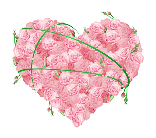 Stort hjärta av rosor — Stock vektor