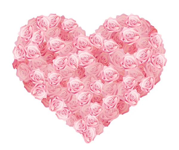 ピンクと赤のバラのハート — ストックベクタ