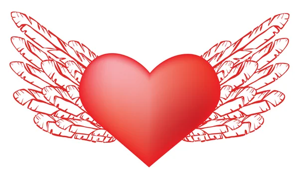 Corazón rojo con alas — Archivo Imágenes Vectoriales