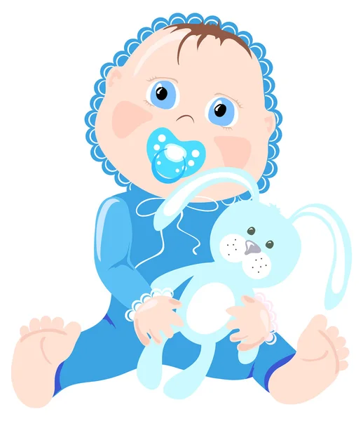 Bebé con conejito — Vector de stock