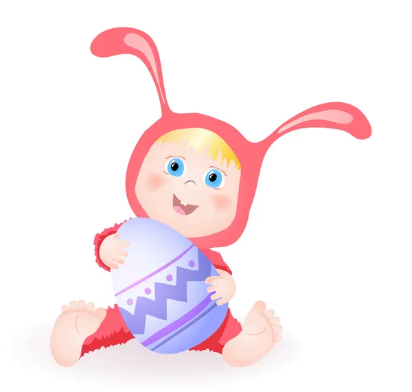 Baby girl in bunny dress — Stock Vector