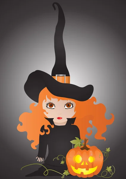 Witch met pompoen — Stockvector