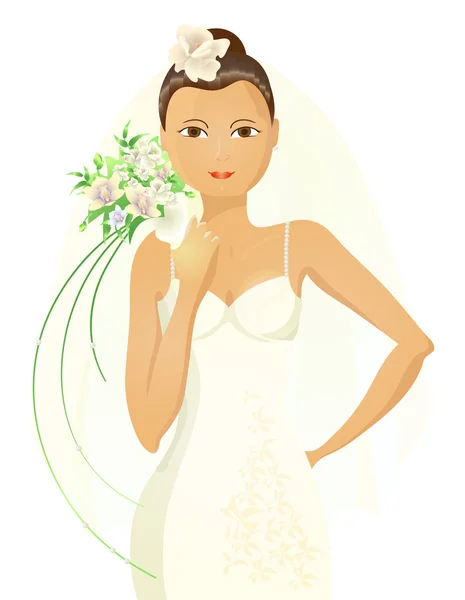 Belle mariée asiatique — Image vectorielle