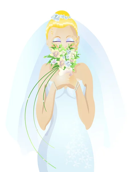 美しい花嫁の花の臭いがします。 — ストックベクタ