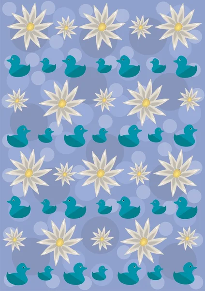 Canards et fleurs — Image vectorielle