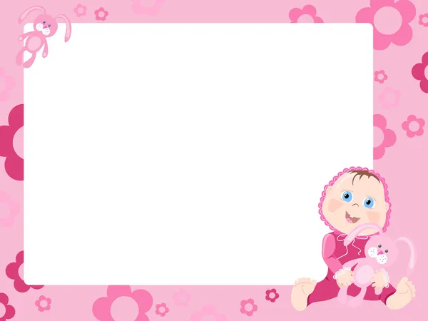 Розовая рамка с ребенком — стоковый вектор