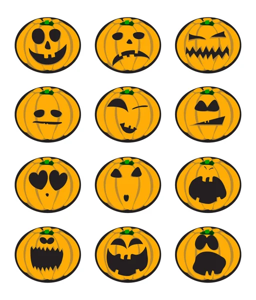 Sonrisas de calabaza de Halloween — Vector de stock