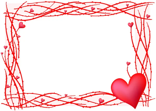 Πλαίσιο κόκκινο Αγίου Βαλεντίνου με την καρδιά — Διανυσματικό Αρχείο