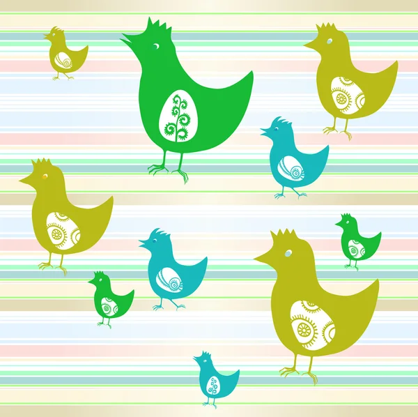 多彩的小鸡 — 图库矢量图片