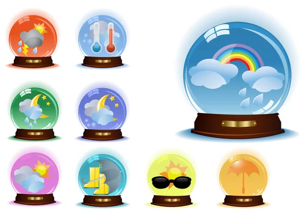 Conjunto de globos com fenómenos meteorológicos — Vetor de Stock