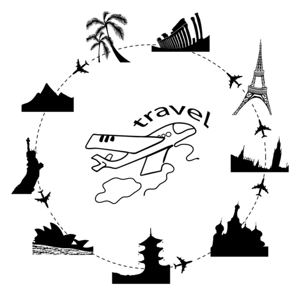 Traveling by plane — Stock Vector