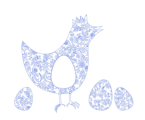 Poulet décoré aux œufs — Image vectorielle