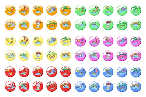 Sextio färgade ikoner resor — Stock vektor