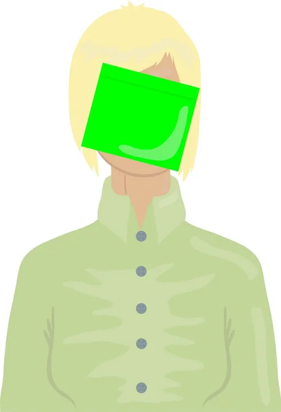 緑色のステッカーを持つ女性 — ストックベクタ