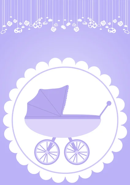 Violett Kinderwagen für neugeborenen Jungen — Stockvektor
