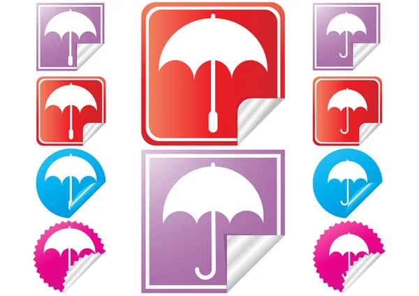 Bright stickers with umbrella — Stock Vector