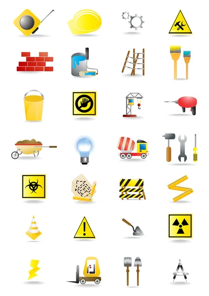 Construction and building warning signs — Stock Vector