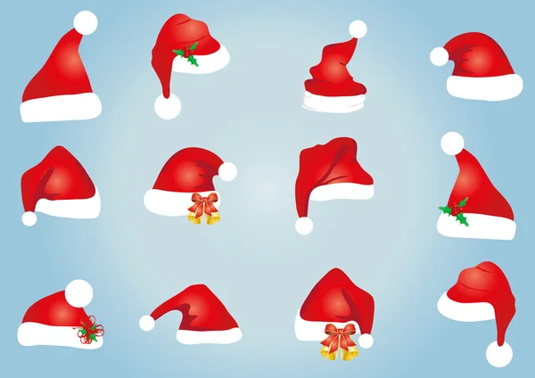 Collection de chapeaux pour Père Noël — Image vectorielle