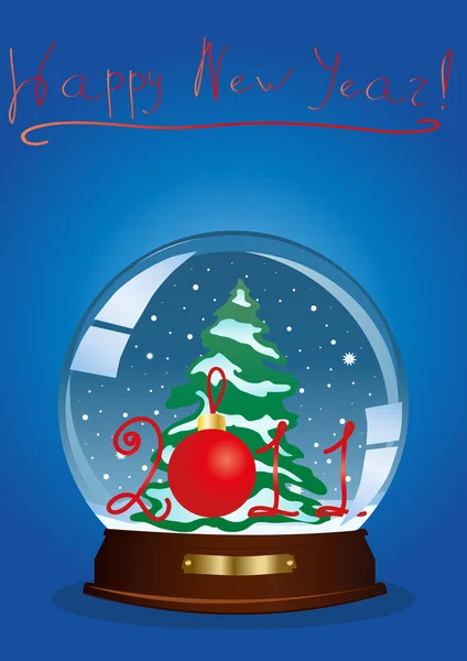 Snow globe with a Christmas tree — Stock Vector