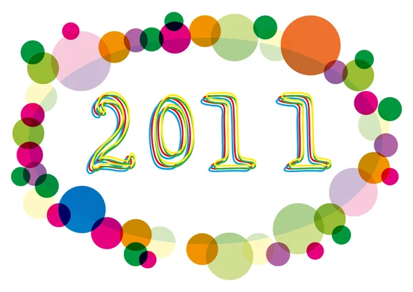 Šťastný nový rok různobarevné kruhy — Stockový vektor